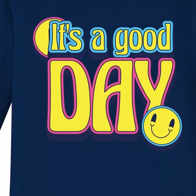 It's A Good Day Retro Positive Happy Baby Long Sleeve Bodysuit