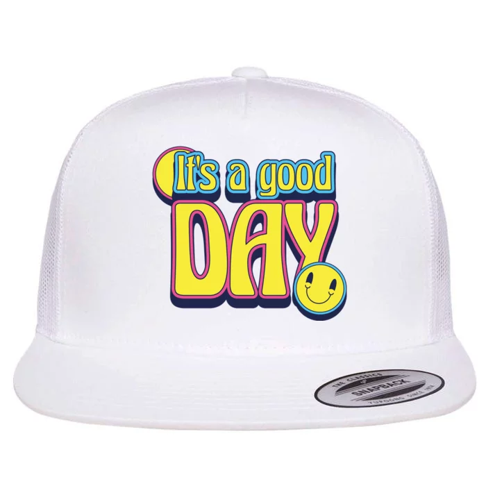 It's A Good Day Retro Positive Happy Flat Bill Trucker Hat