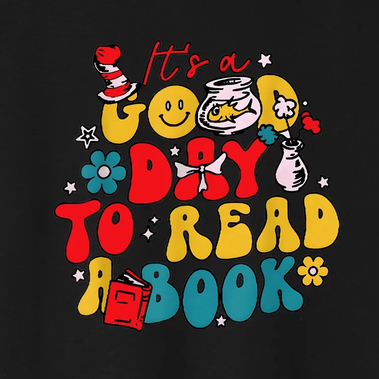 ItS A Good Day To Read A Book Reading Day Cat Teachers Women's Crop Top Tee