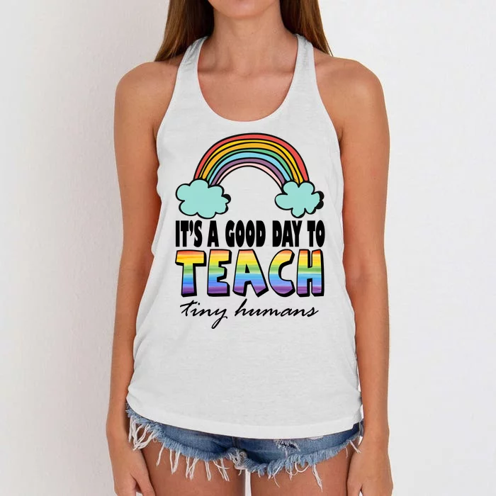 Its A Good Day TO Teach Tiny Humans Rainbow Women's Knotted Racerback Tank