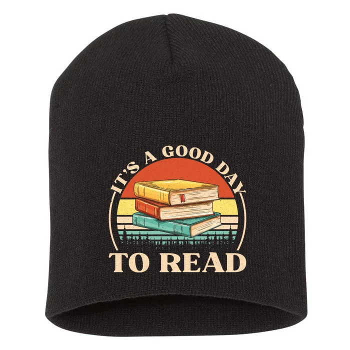 Its A Good Day To Read Tee Retro Book Lover Short Acrylic Beanie