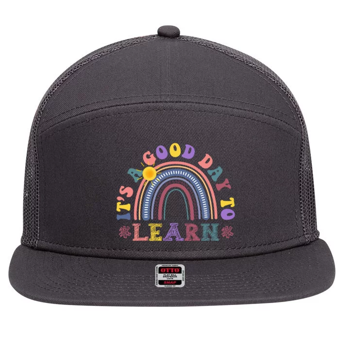 It's A Good Day To Learn Colorful Rainbow Back To School 7 Panel Mesh Trucker Snapback Hat