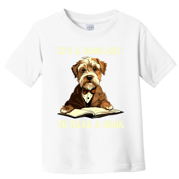 Its A Good Day To Read A Book Cute Dog Reading Book Toddler T-Shirt