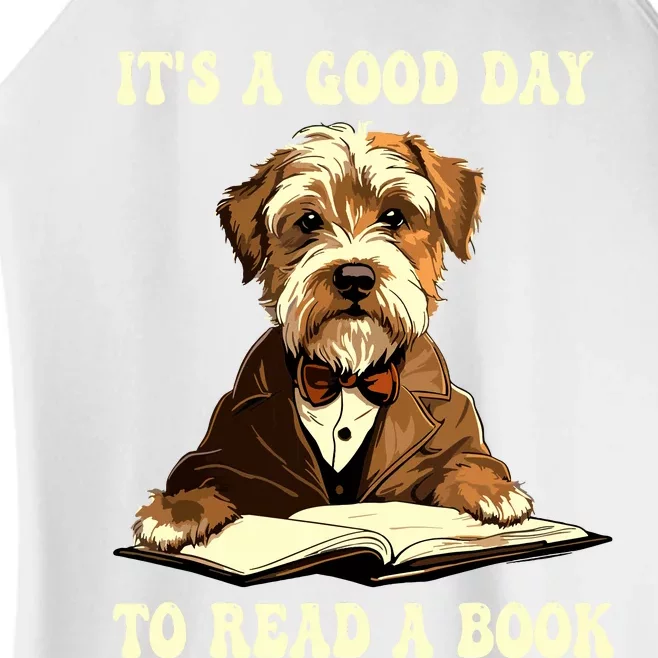 Its A Good Day To Read A Book Cute Dog Reading Book Women’s Perfect Tri Rocker Tank