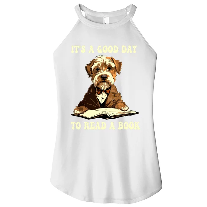 Its A Good Day To Read A Book Cute Dog Reading Book Women’s Perfect Tri Rocker Tank