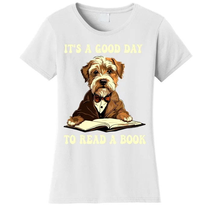 Its A Good Day To Read A Book Cute Dog Reading Book Women's T-Shirt