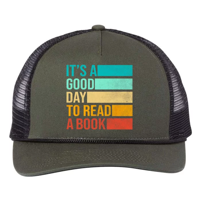 Its A Good Day To Read A Book Librarian Book Lover Vintage Retro Rope Trucker Hat Cap