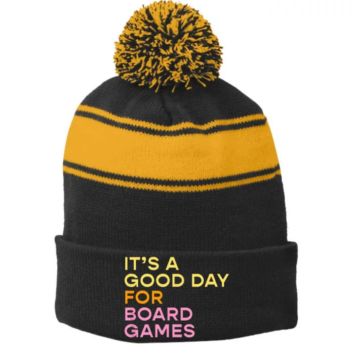 Its A Good Day For Board Games For Boardgamers Stripe Pom Pom Beanie