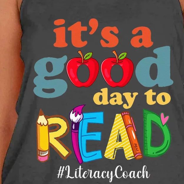 It's A Good Day To Read Book Lover Reading Literacy Coach Women's Knotted Racerback Tank