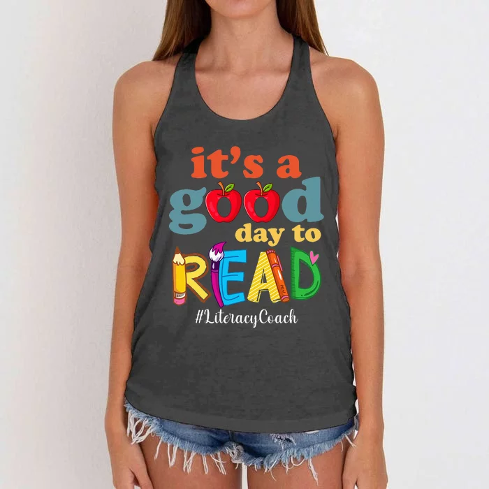 It's A Good Day To Read Book Lover Reading Literacy Coach Women's Knotted Racerback Tank