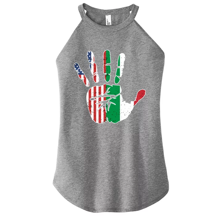 Italian American Gift Handprint Flag Heritage Usa Italy Cute Gift Women’s Perfect Tri Rocker Tank