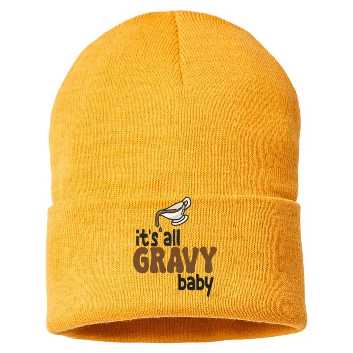 Its All Gravy Baby Funny Thanksgiving Sustainable Knit Beanie