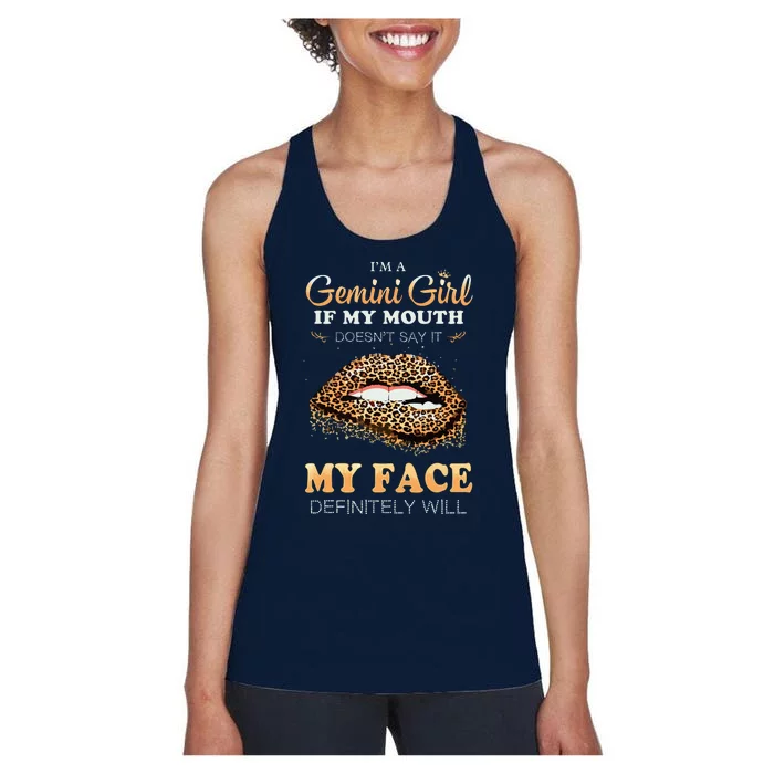 Im A Gemini Girl Funny Leopard Printed Birthday Women's Racerback Tank