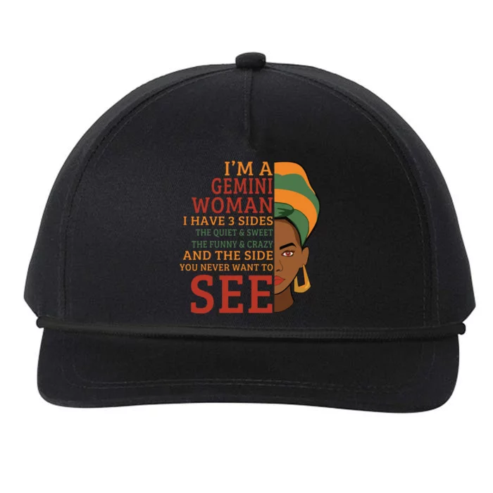 Im A Gemini Woman I Have 3 Sides Funny Gift Snapback Five-Panel Rope Hat