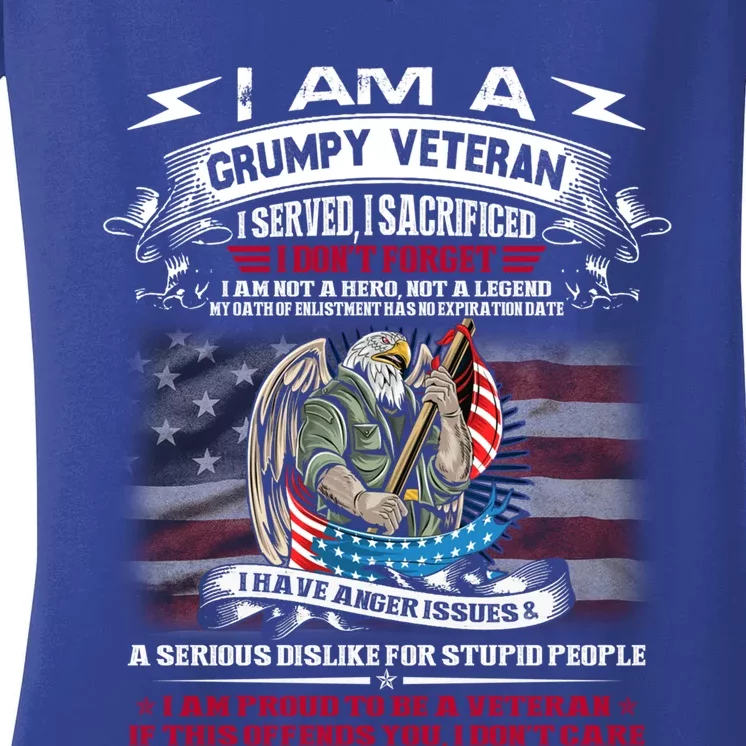 I'm A Grumpy Old Veteran I Sacrificed And Served Don't Regret Gift Women's V-Neck T-Shirt