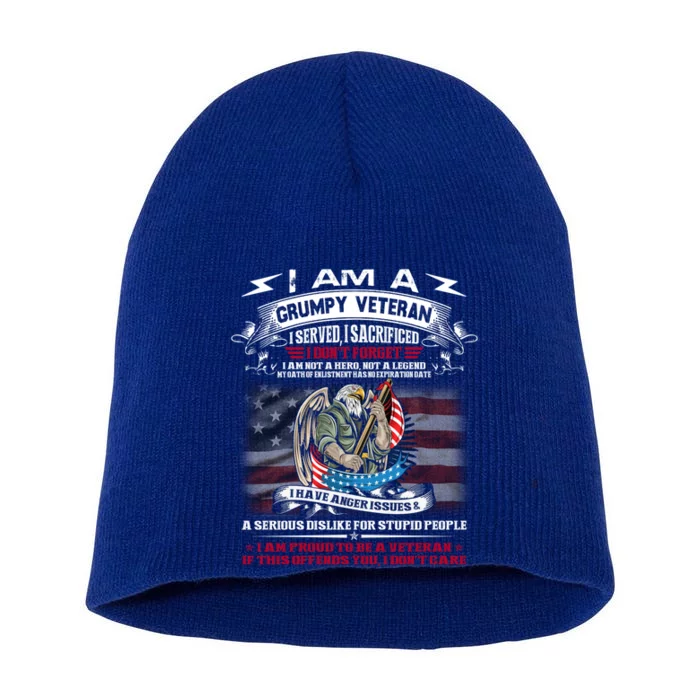 I'm A Grumpy Old Veteran I Sacrificed And Served Don't Regret Gift Short Acrylic Beanie