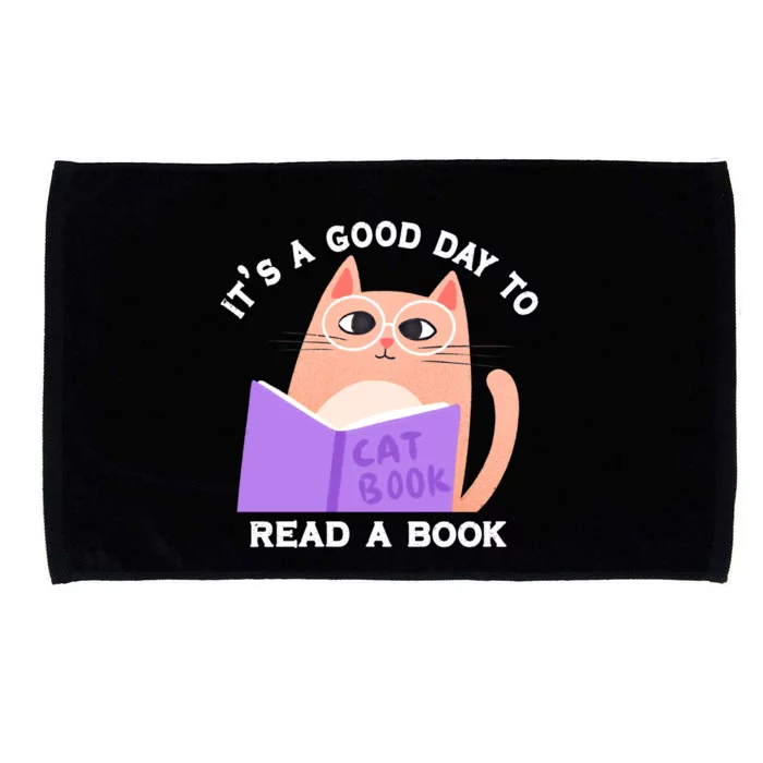 It's A Good Day To Read A Book Cat Kitty Reading Book Cool Gift Microfiber Hand Towel