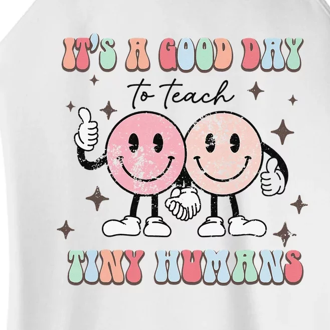 It's a good day to teach tiny humans retro happy face Women’s Perfect Tri Rocker Tank