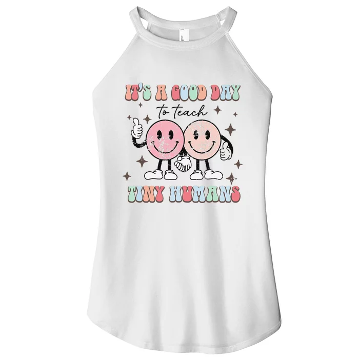 It's a good day to teach tiny humans retro happy face Women’s Perfect Tri Rocker Tank