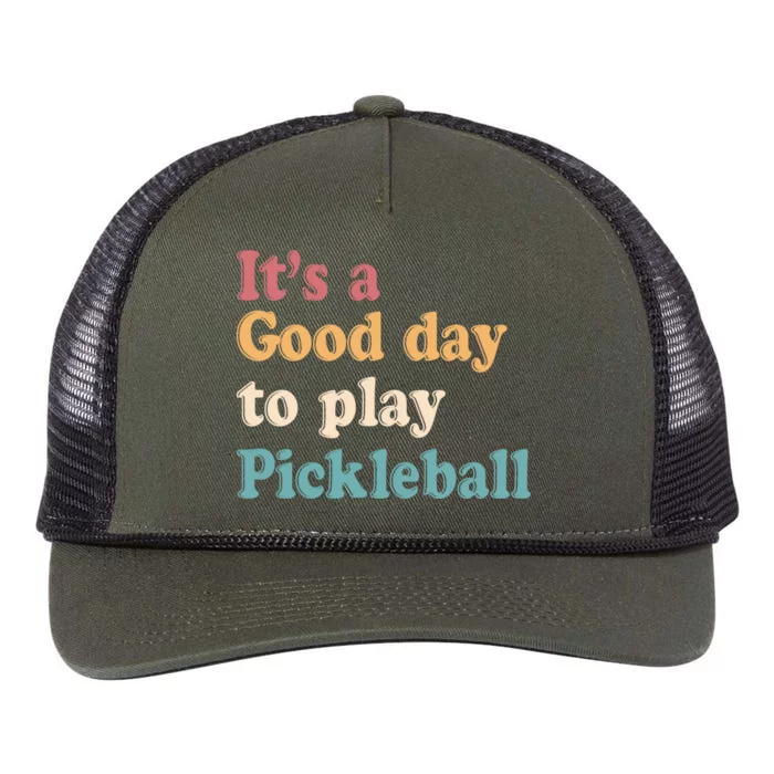 ItS A Good Days To Play Pickleball Lover Paddleball Sports Gift Retro Rope Trucker Hat Cap