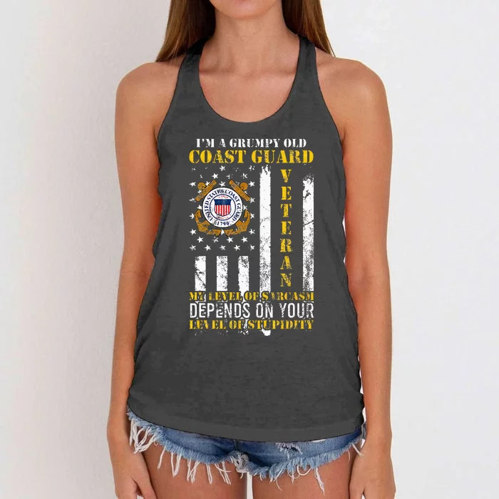 Im A Grumpy Old Coast Guard Veteran Gift For A Veteran Women's Knotted Racerback Tank