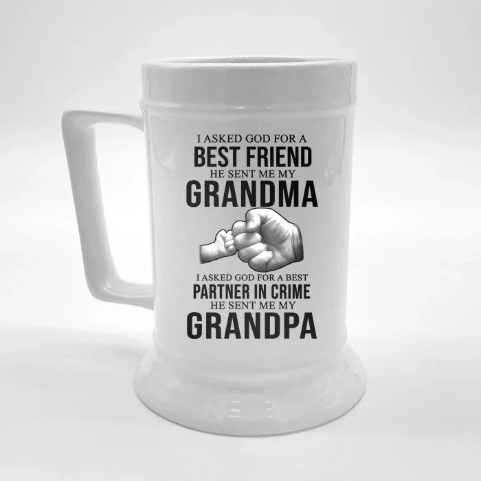 I Asked God For A Best Friend He Sent Me My Grandma Front & Back Beer Stein