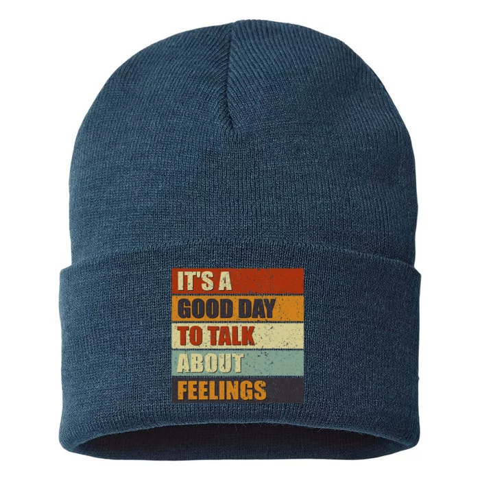 ItS A Good Day To Talk About Feelings Funny Mental Health Sustainable Knit Beanie