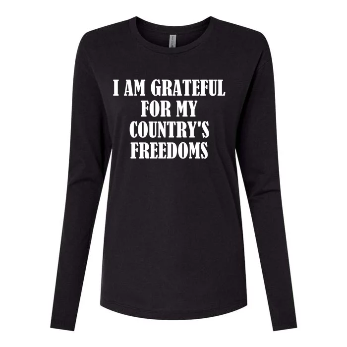 I Am Grateful For My Country's Freedoms Gift Womens Cotton Relaxed Long Sleeve T-Shirt