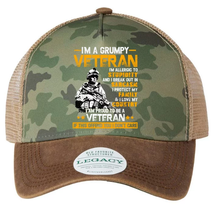 Im A Grumpy Veteran Military Wall Art This Modern Funny Patriotic Flag Legacy Tie Dye Trucker Hat