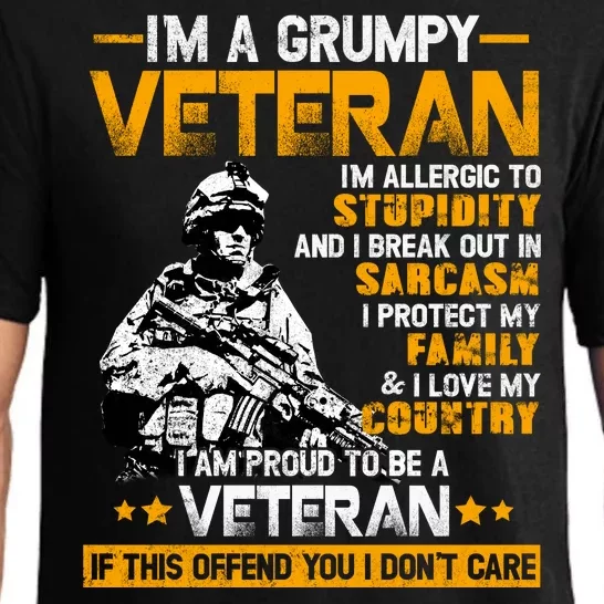 Im A Grumpy Veteran Military Wall Art This Modern Funny Patriotic Flag Pajama Set