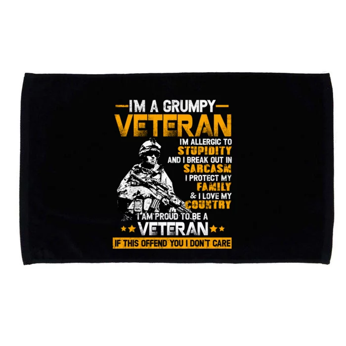 Im A Grumpy Veteran Military Wall Art This Modern Funny Patriotic Flag Microfiber Hand Towel