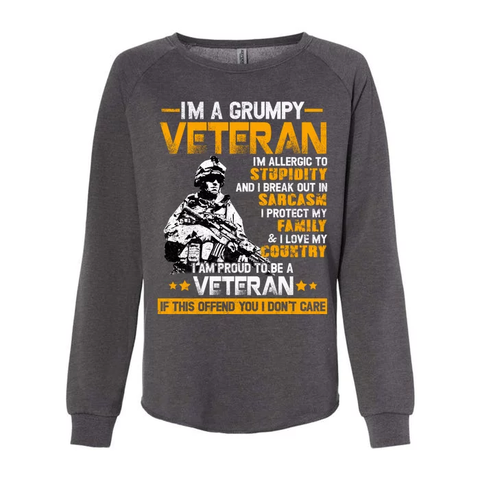 Im A Grumpy Veteran Military Wall Art This Modern Funny Patriotic Flag Womens California Wash Sweatshirt