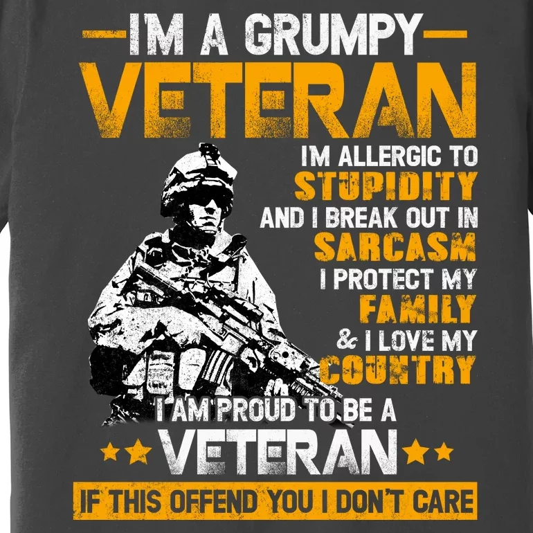 Im A Grumpy Veteran Military Wall Art This Modern Funny Patriotic Flag Premium T-Shirt