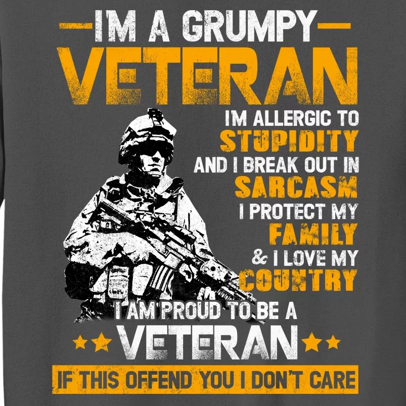 Im A Grumpy Veteran Military Wall Art This Modern Funny Patriotic Flag Tall Sweatshirt