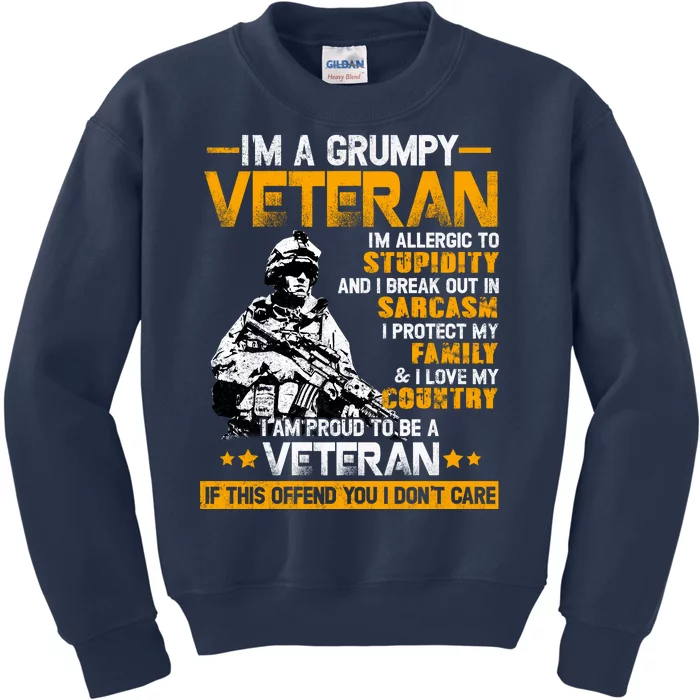 Im A Grumpy Veteran Military Wall Art This Modern Funny Patriotic Flag Kids Sweatshirt