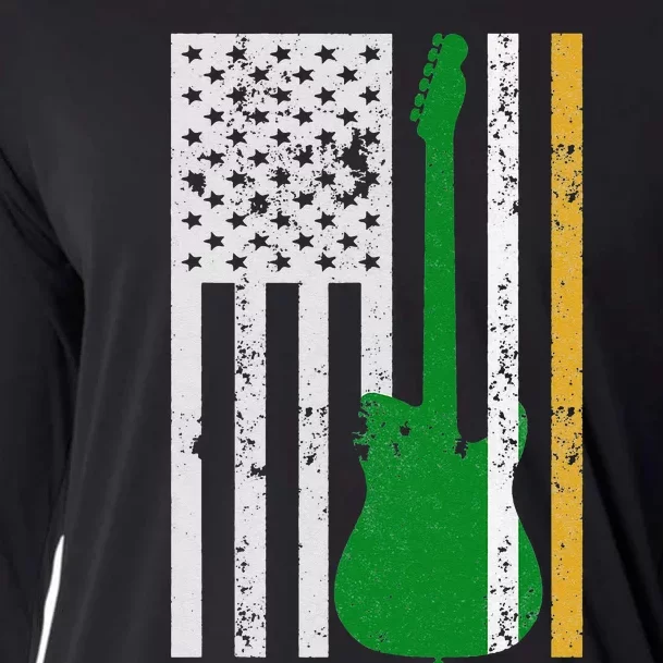 Irish American Guitar St Patricks Day Cooling Performance Long Sleeve Crew