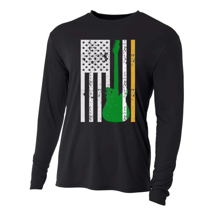 Irish American Guitar St Patricks Day Cooling Performance Long Sleeve Crew