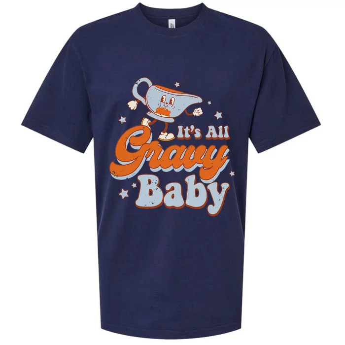 ItS All Gravy Baby Funnny Thanksgiving Retro Groovy Sueded Cloud Jersey T-Shirt