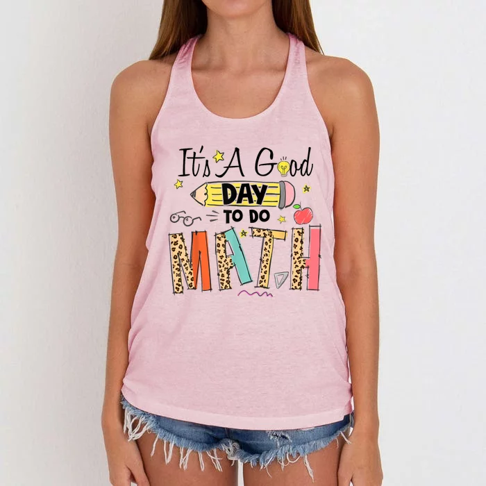 Its A Good Day To Do Math Leopard Pencil Teacher Women's Knotted Racerback Tank