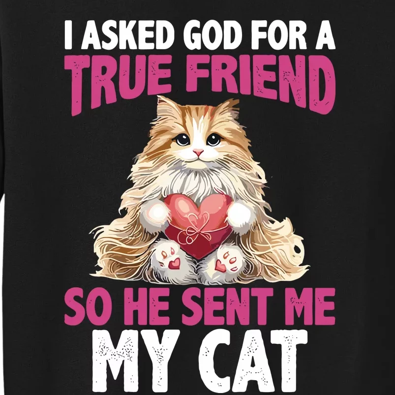 I Asked God For A True Friend So He Sent Me My Cat Sweatshirt