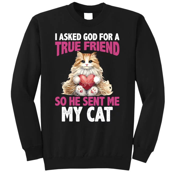 I Asked God For A True Friend So He Sent Me My Cat Sweatshirt