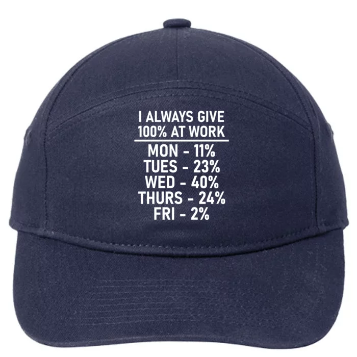 I Always Give 100% At Work 7-Panel Snapback Hat