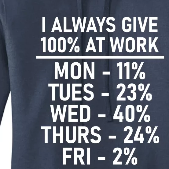 I Always Give 100% At Work Women's Pullover Hoodie