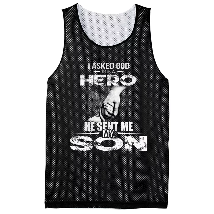 I Asked God For A Hero He Sent Me My Son Mesh Reversible Basketball Jersey Tank