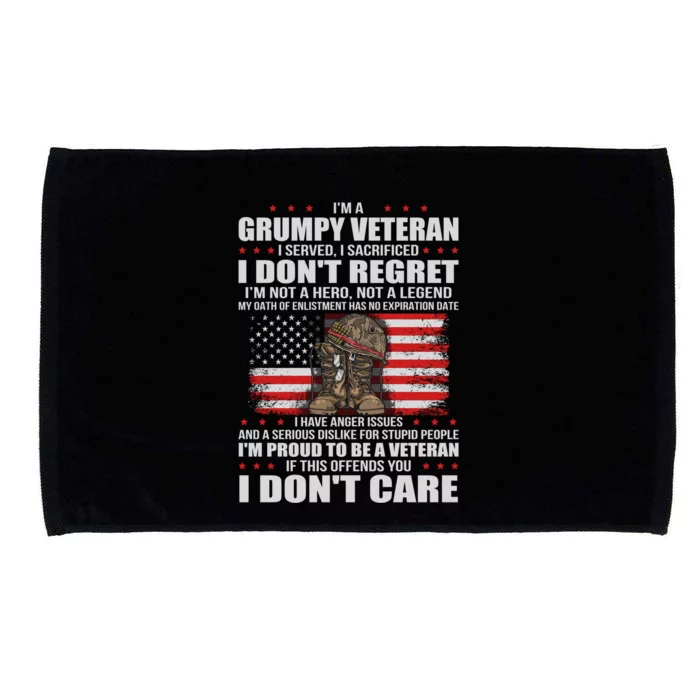 I'm A Grumpy Veteran I Served I Sacrificed Gift Us Veteran Gift Microfiber Hand Towel