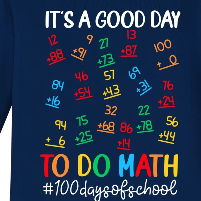 It's A Good Day To Do Math Happy 100 Days Of School Smarter Great Gift Baby Long Sleeve Bodysuit