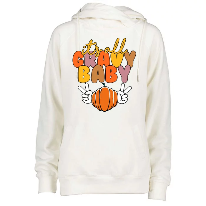 Its All Gravy Baby Pumpkin Fall Funny Womens Funnel Neck Pullover Hood