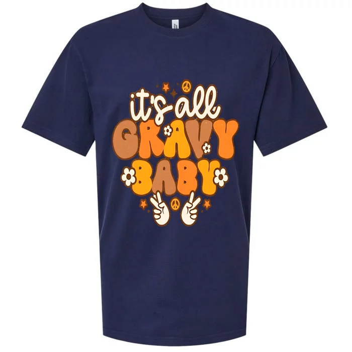 ItS All Gravy Retro Thanksgiving Vibes Matching Family Gift Sueded Cloud Jersey T-Shirt