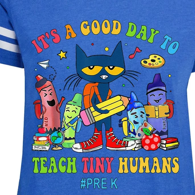 ItS A Good Day To Teach Tiny Humans Prek Cat Teacher Lover Enza Ladies Jersey Football T-Shirt