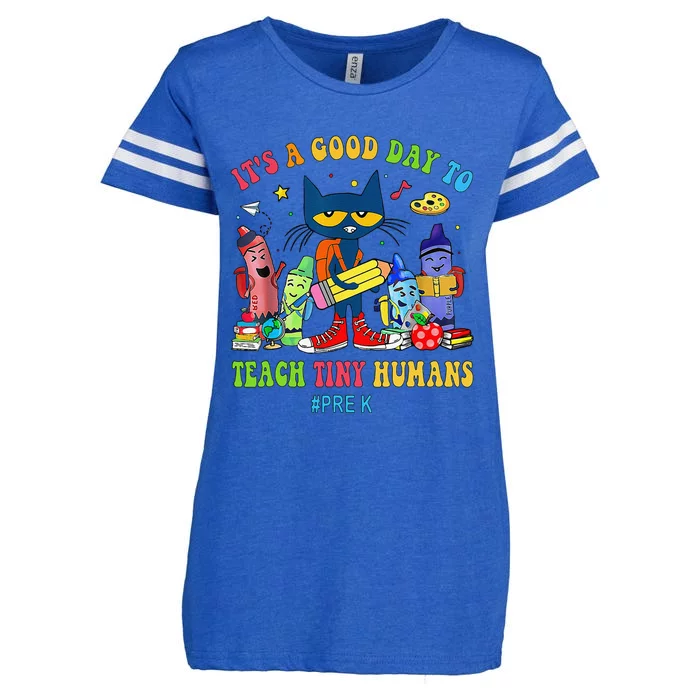 ItS A Good Day To Teach Tiny Humans Prek Cat Teacher Lover Enza Ladies Jersey Football T-Shirt